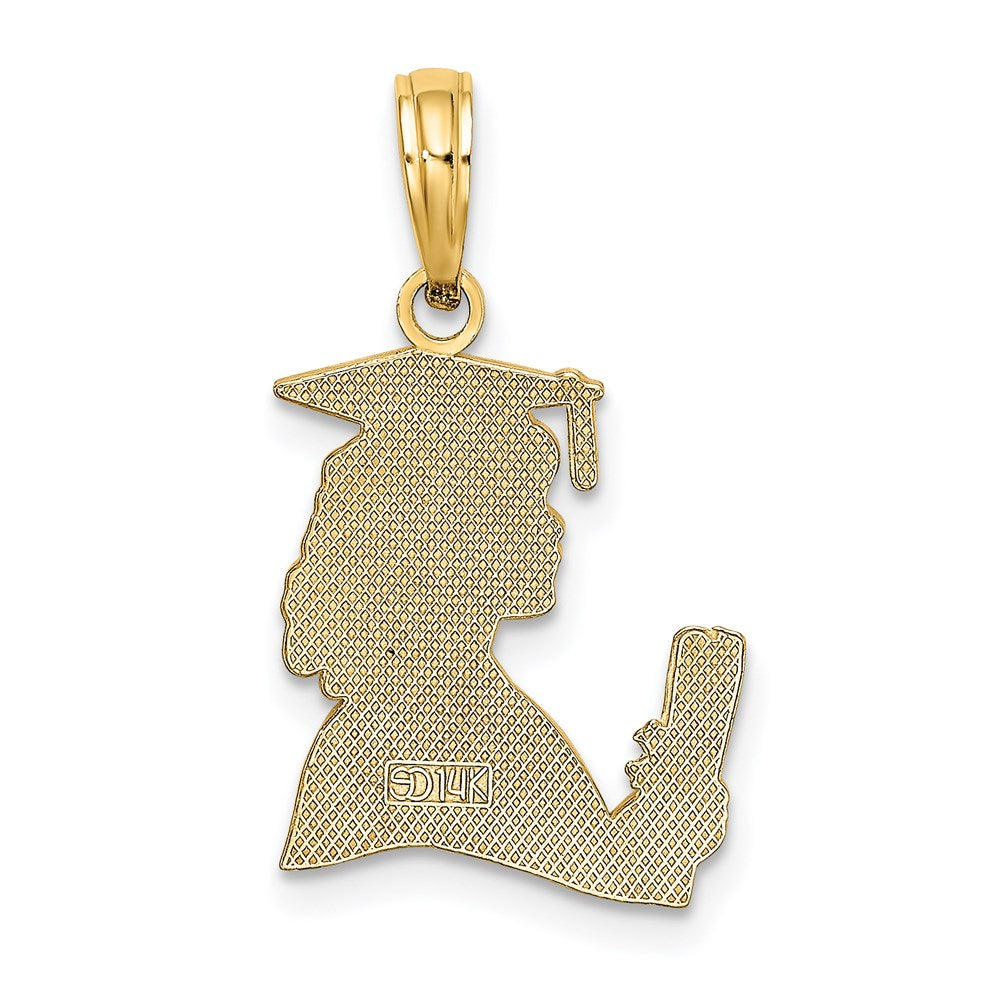 Million Charms 14K Yellow Gold Themed Polished Female Graduation Profile With Diploma Charm