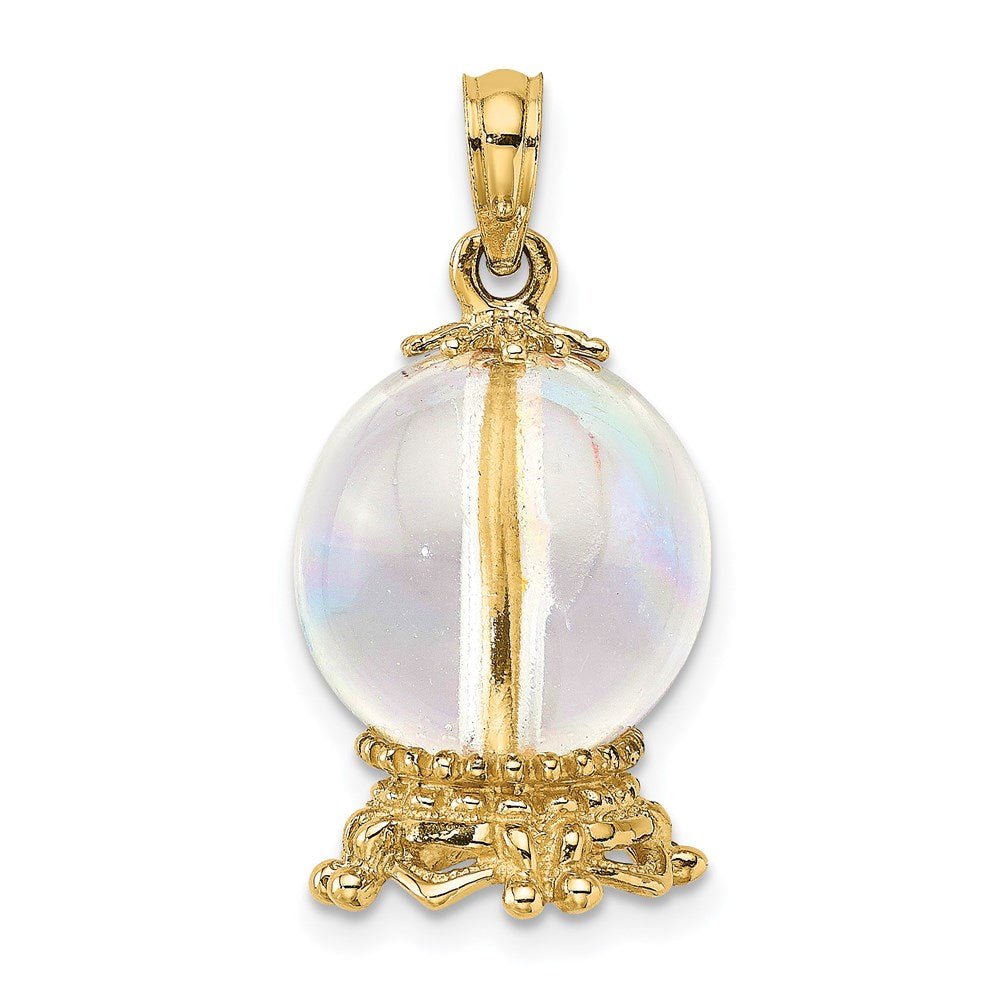 Million Charms 14K Yellow Gold Themed 3-D Crystal Ball Charm