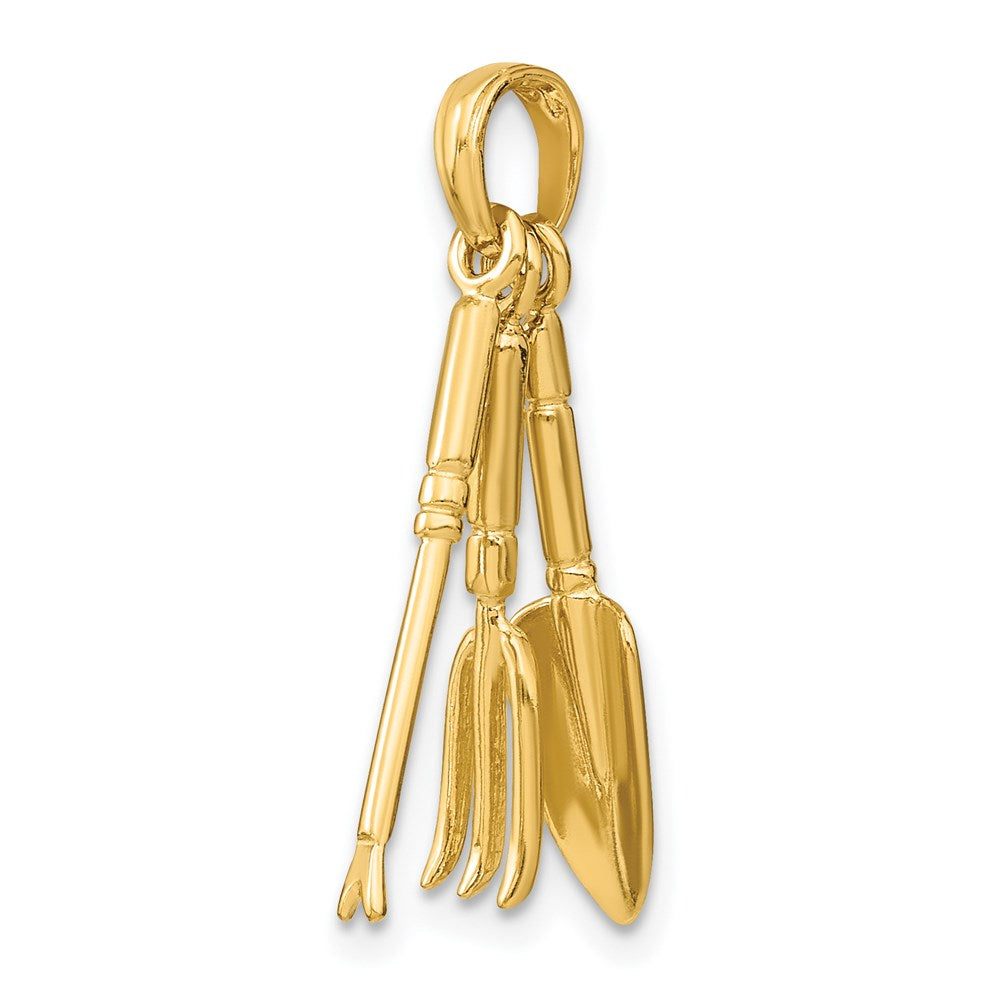Million Charms 14K Yellow Gold Themed 3-D Moveable Garden Hand Tool Collection Charm