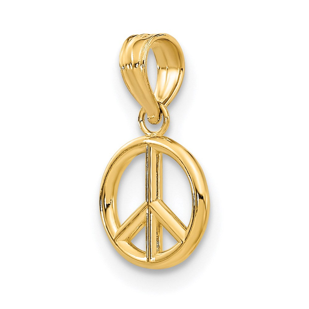Million Charms 14K Yellow Gold Themed 3-D Peace Symbol Charm