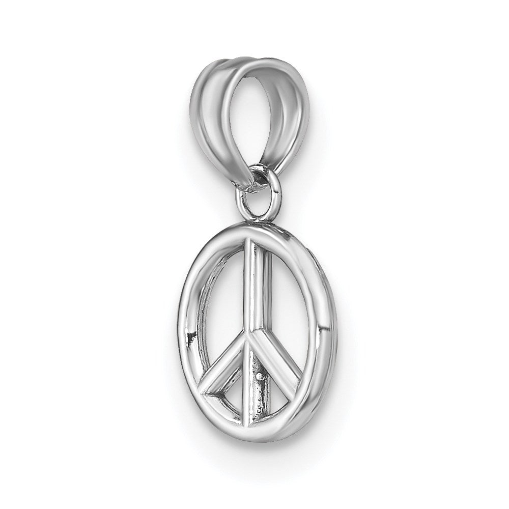 Million Charms 14K White Gold Themed 3-D Peace Symbol Charm