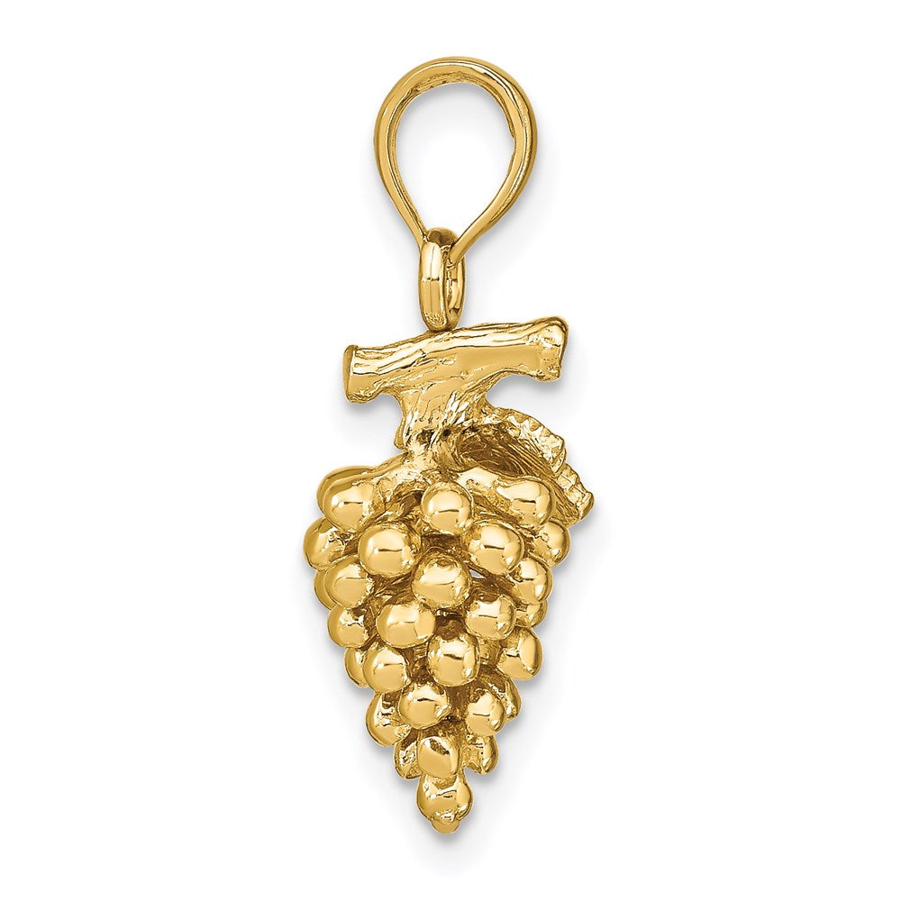 Million Charms 14K Yellow Gold Themed 3-D Grapes With Stem & Leaf Charm