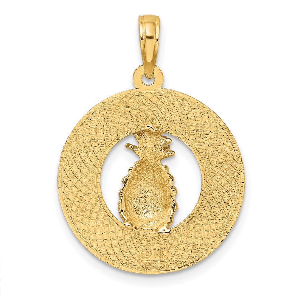Million Charms 14K Yellow Gold Themed Charleston On Round Frame With Pineapple Charm
