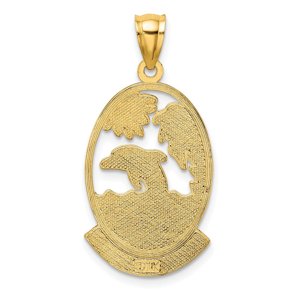 Million Charms 14K Yellow Gold Themed Sarasota With Dolphin & Sunset Charm