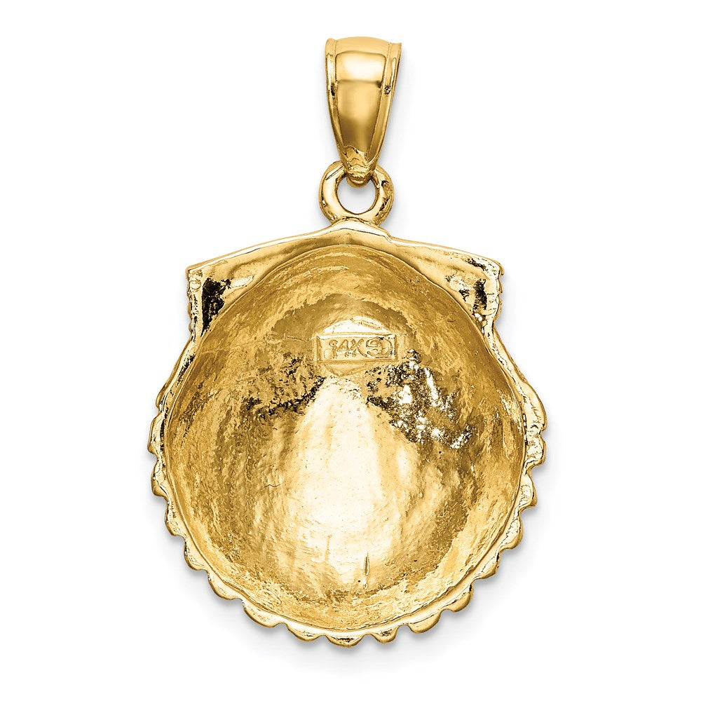 Million Charms 14K Yellow Gold Themed 2-D Scallop Shell Charm