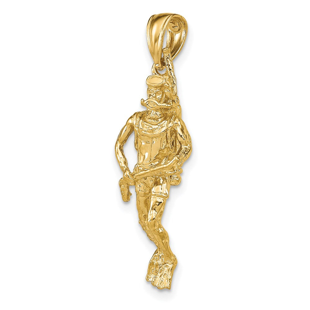 Million Charms 14K Yellow Gold Themed 3-D Scuba Diver Charm