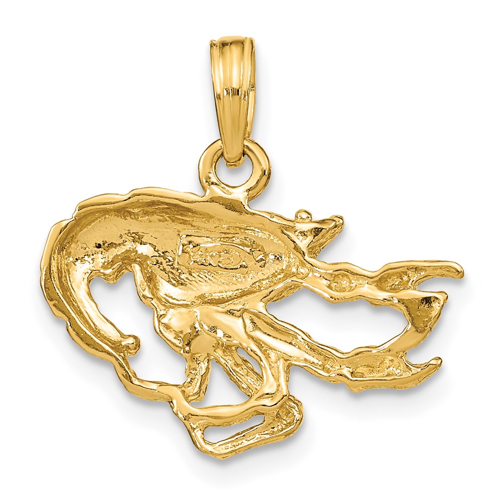 Million Charms 14K Yellow Gold Themed 2-D Textured Crawfish Charm