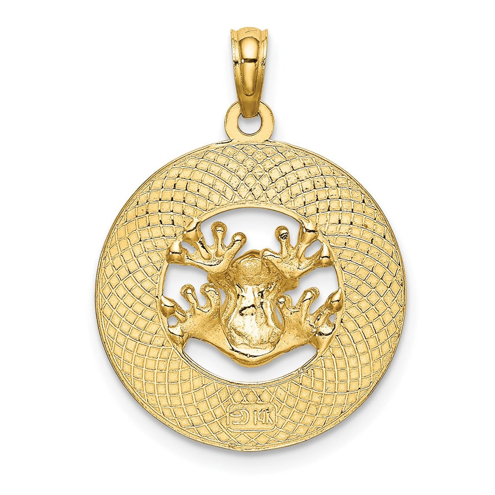 Million Charms 14K Yellow Gold Themed Sanibel Round Frame With Frog Charm