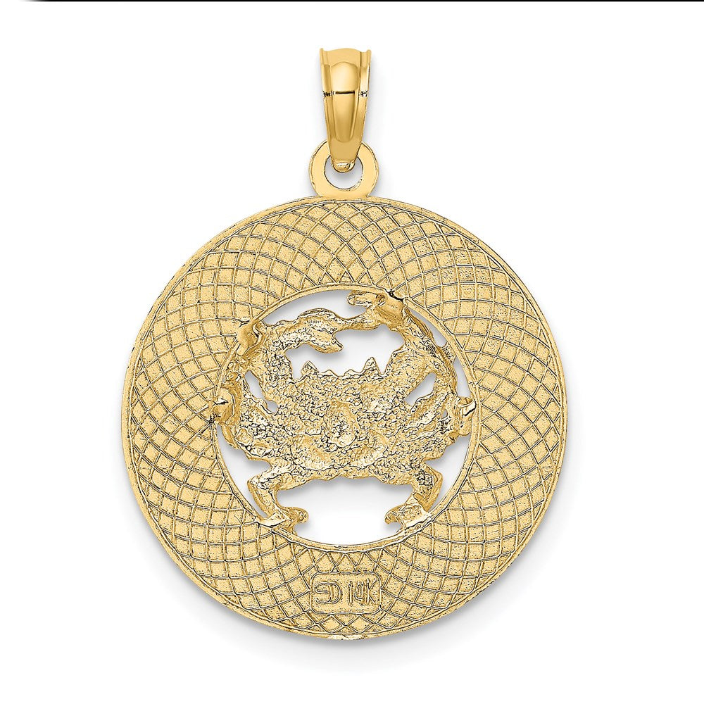 Million Charms 14K Yellow Gold Themed Cape May On Round Frame With Crab Charm