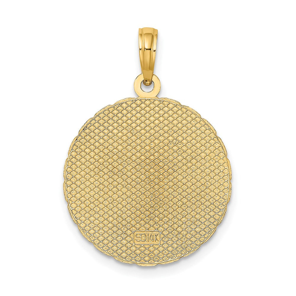 Million Charms 14K Yellow Gold Themed Jamaica & Palm Tree On Disk Charm