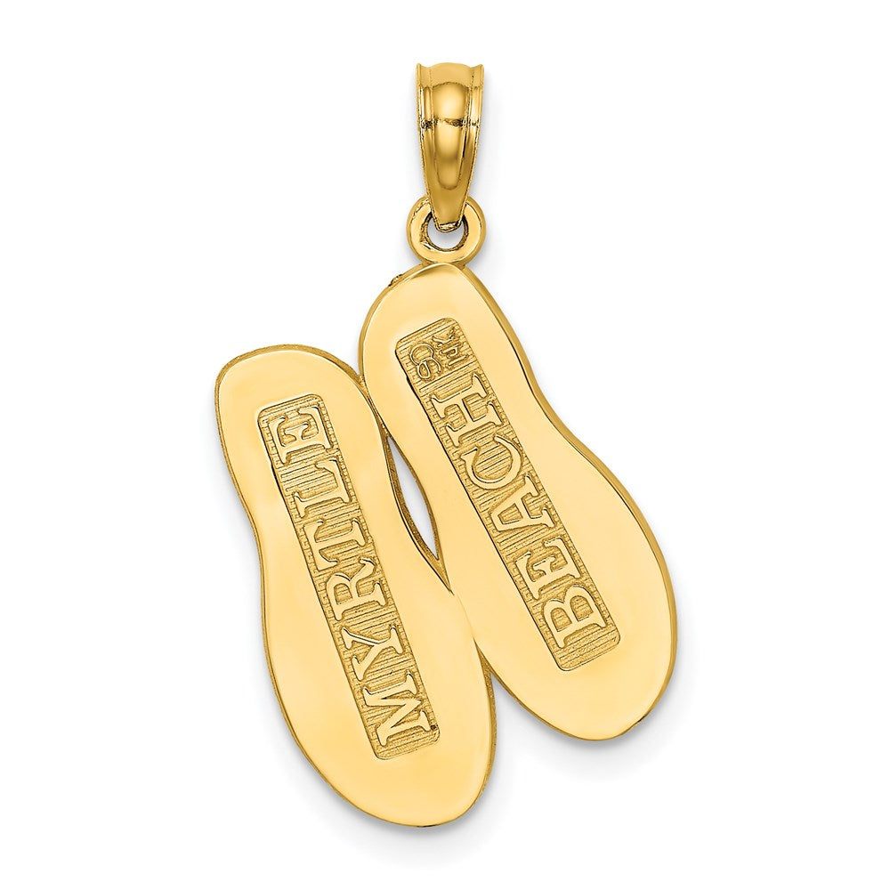 Million Charms 14K Yellow Gold Themed Large Myrtle Beach With Flip-Flops Charm