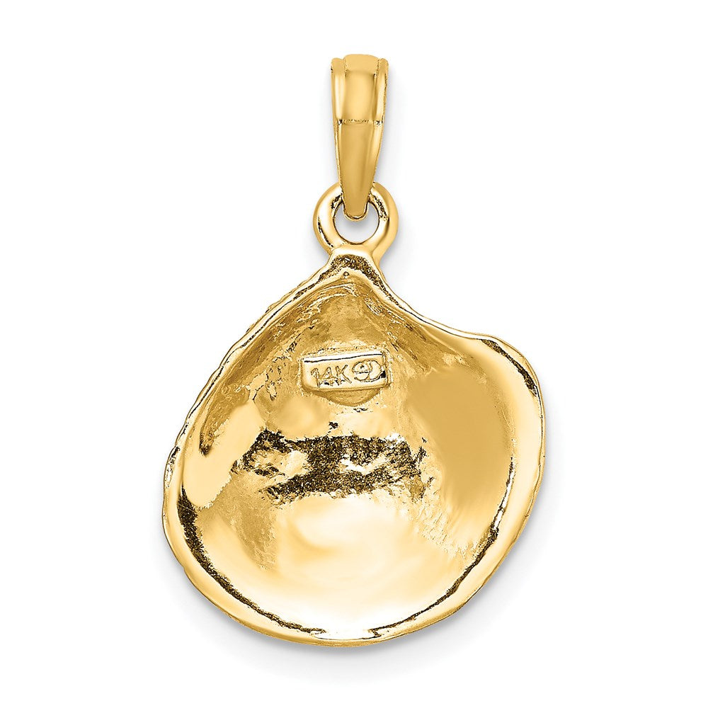 Million Charms 14K Yellow Gold Themed Textured 2-D Clam Shell Charm