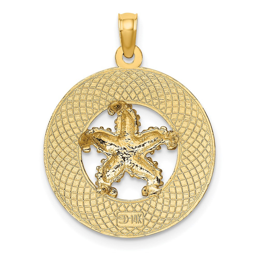 Million Charms 14K Yellow Gold Themed Cancun On Round Frame With Nautical Starfish Charm