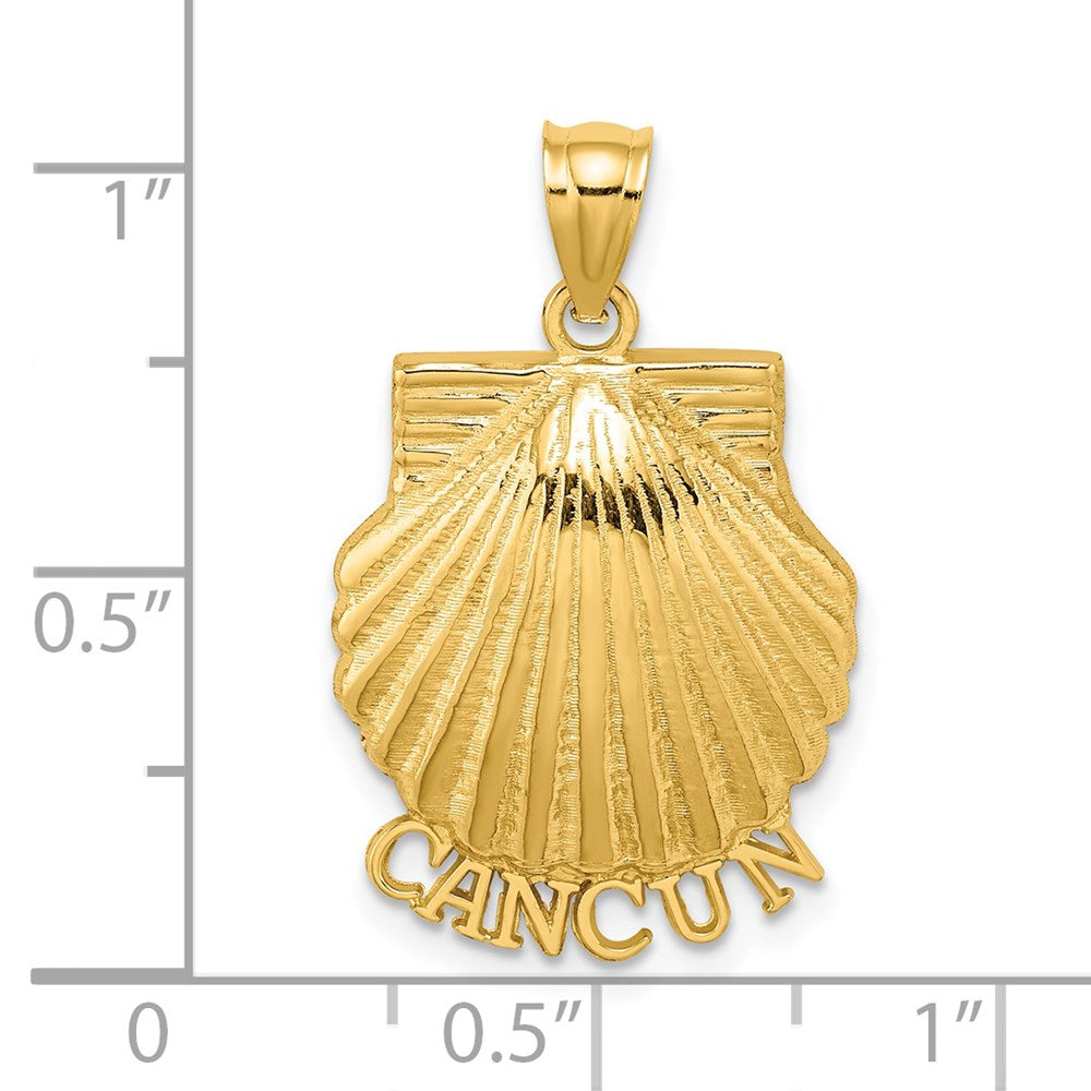 Million Charms 14K Yellow Gold Themed 2-D Cancun Under Scallop Shell Charm