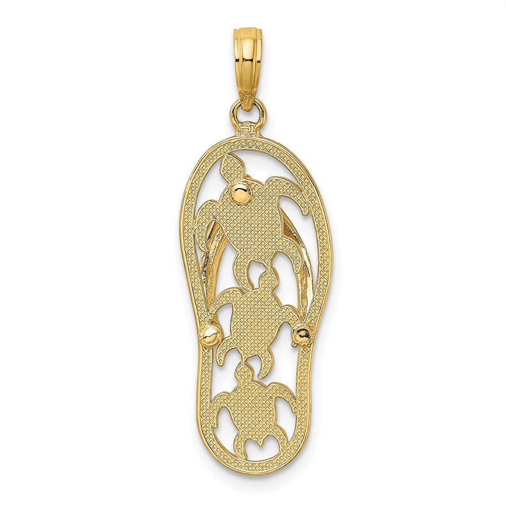 Million Charms 14K Yellow Gold Themed Triple Turtle Flip-Flop Charm