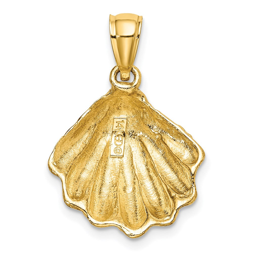 Million Charms 14K Yellow Gold Themed 2-D Textured Oyster Shell Charm