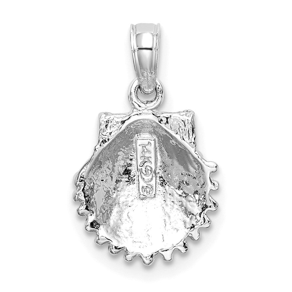 Million Charms 14K White Gold Themed Beaded Scallop Shell Charm