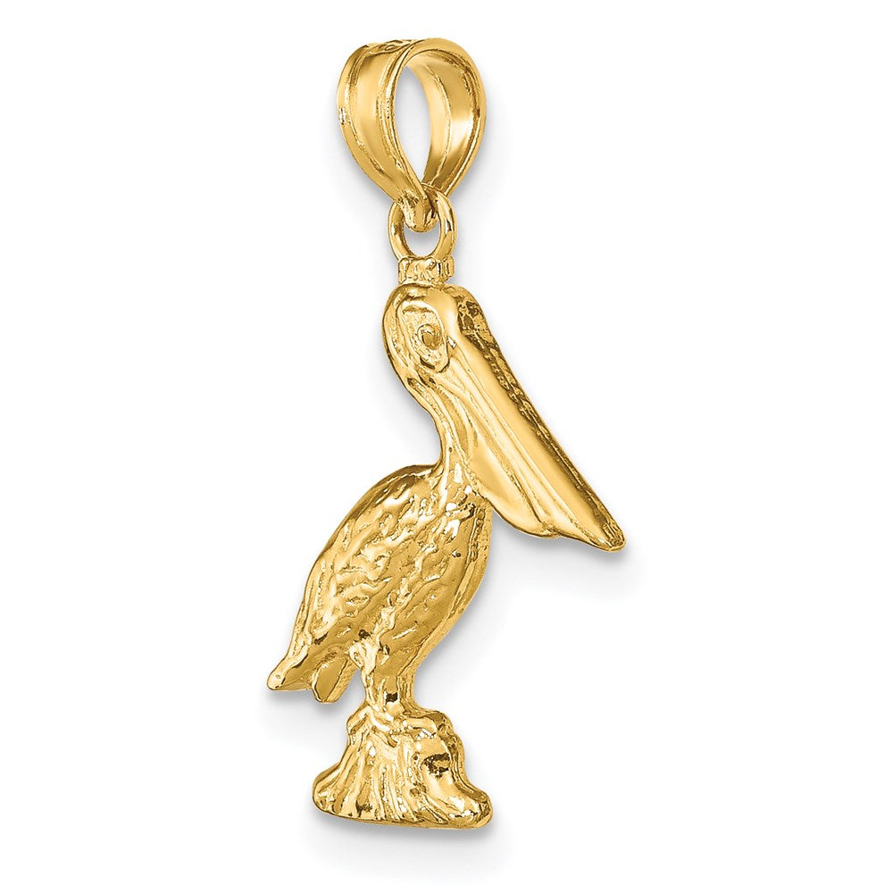 Million Charms 14K Yellow Gold Themed 3-D Sm Pelican Standing Charm