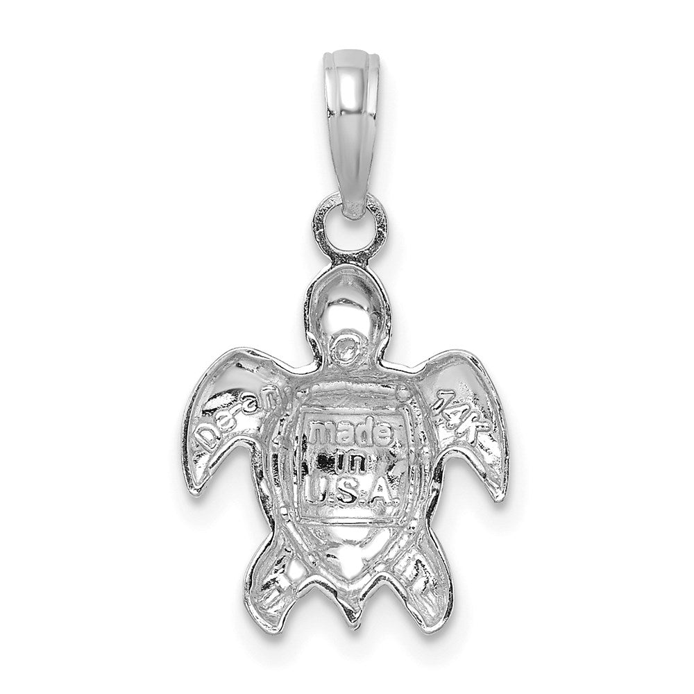 Million Charms 14K White Gold Themed 2-D Textured Sea Turtle Charm