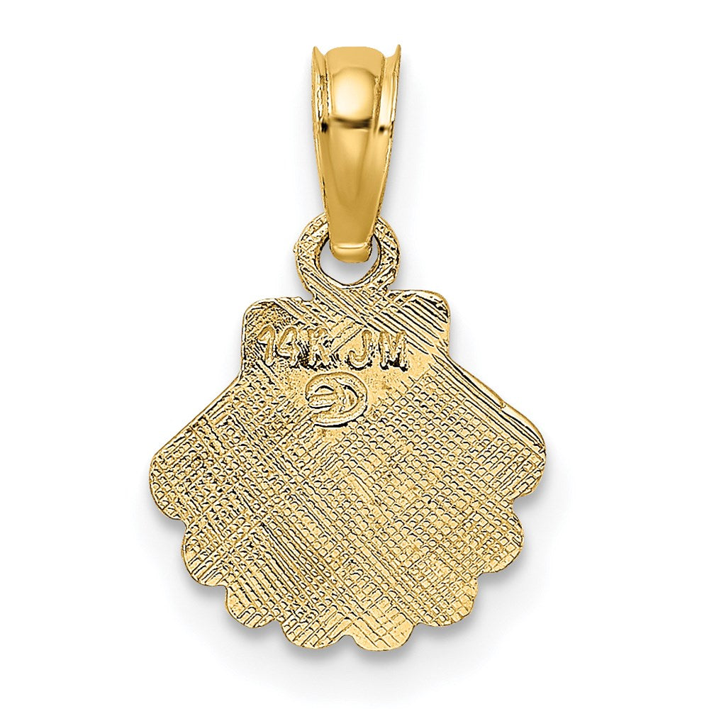 Million Charms 14K Yellow Gold Themed Polished & Engraved Shell Charm