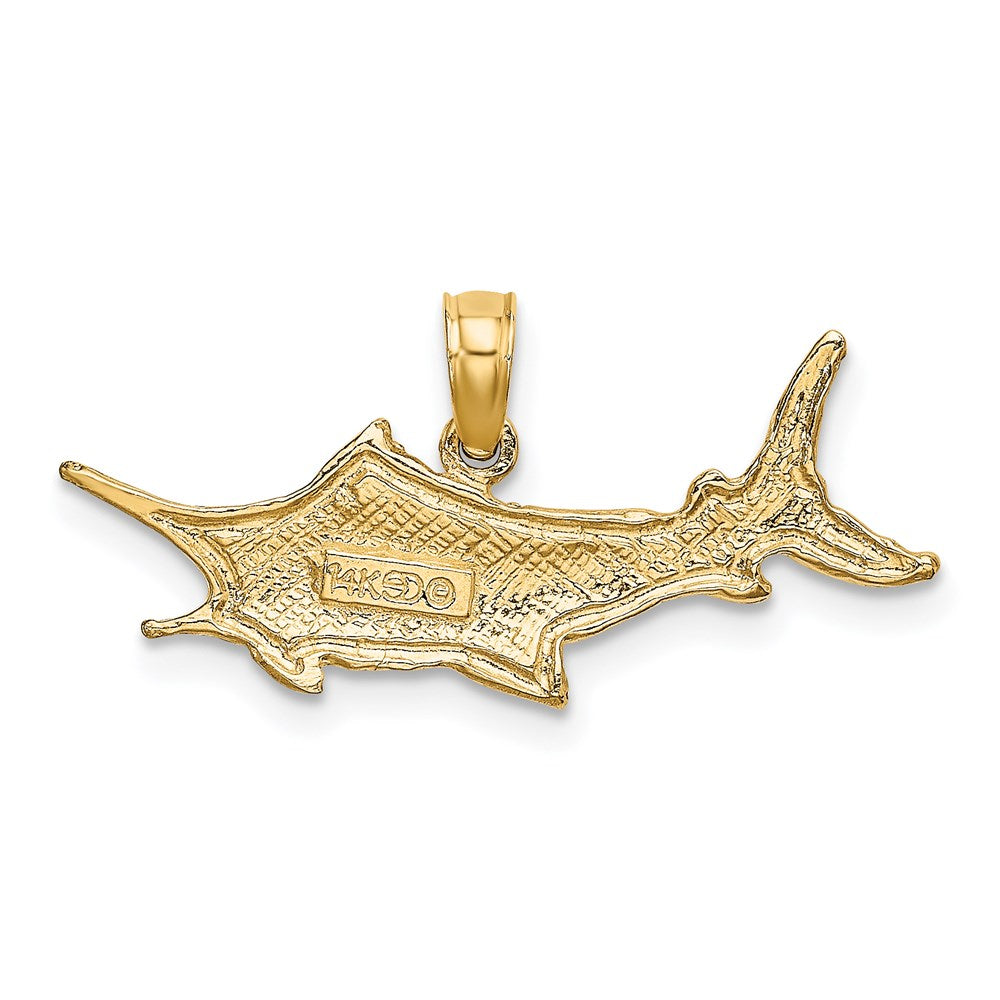 Million Charms 14K Yellow Gold Themed Textured & 2-D Marlin Fish Charm