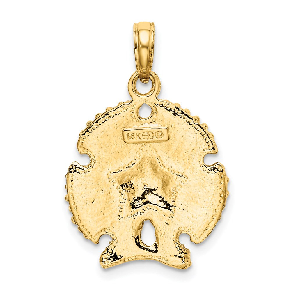Million Charms 14K Yellow Gold Themed Textured Sand Dollar Charm