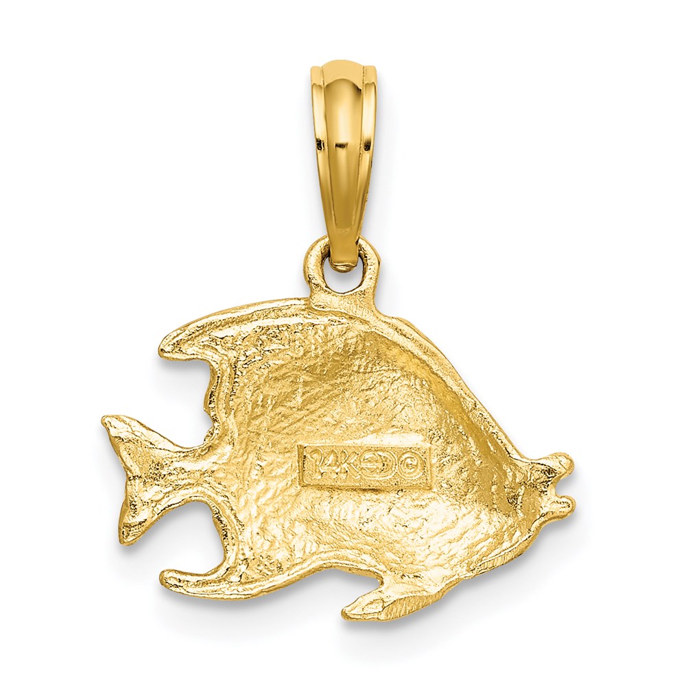 Million Charms 14K Yellow Gold Themed Polished & Textured Fish Charm