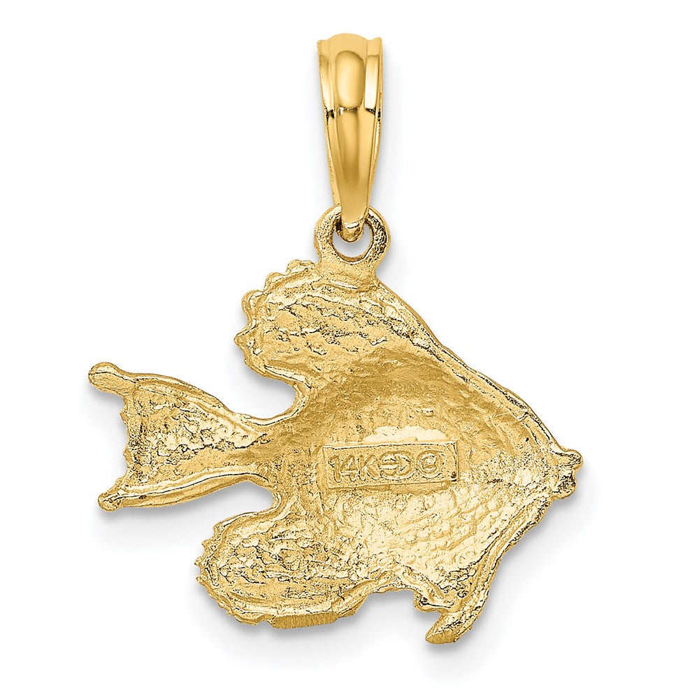 Million Charms 14K Yellow Gold Themed Polished & Engraved Fish Charm