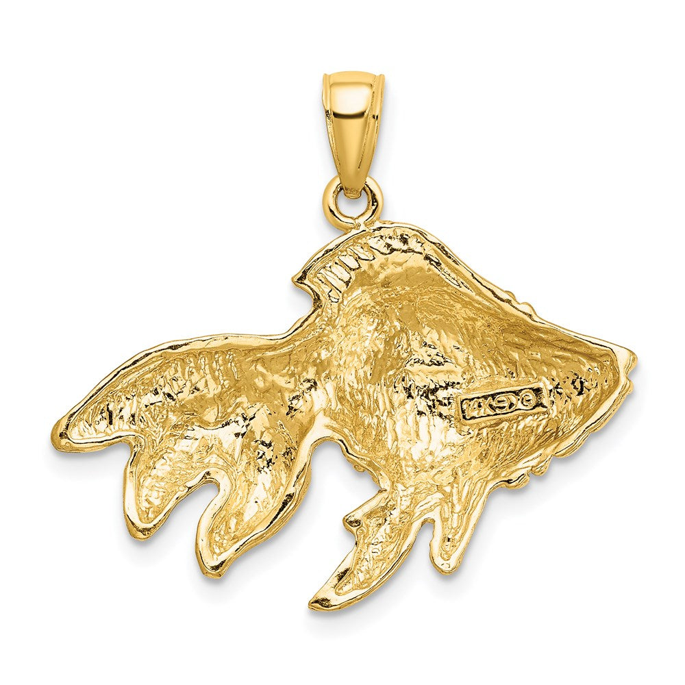 Million Charms 14K Yellow Gold Themed Polished & Textured Gold Themed Fish Charm