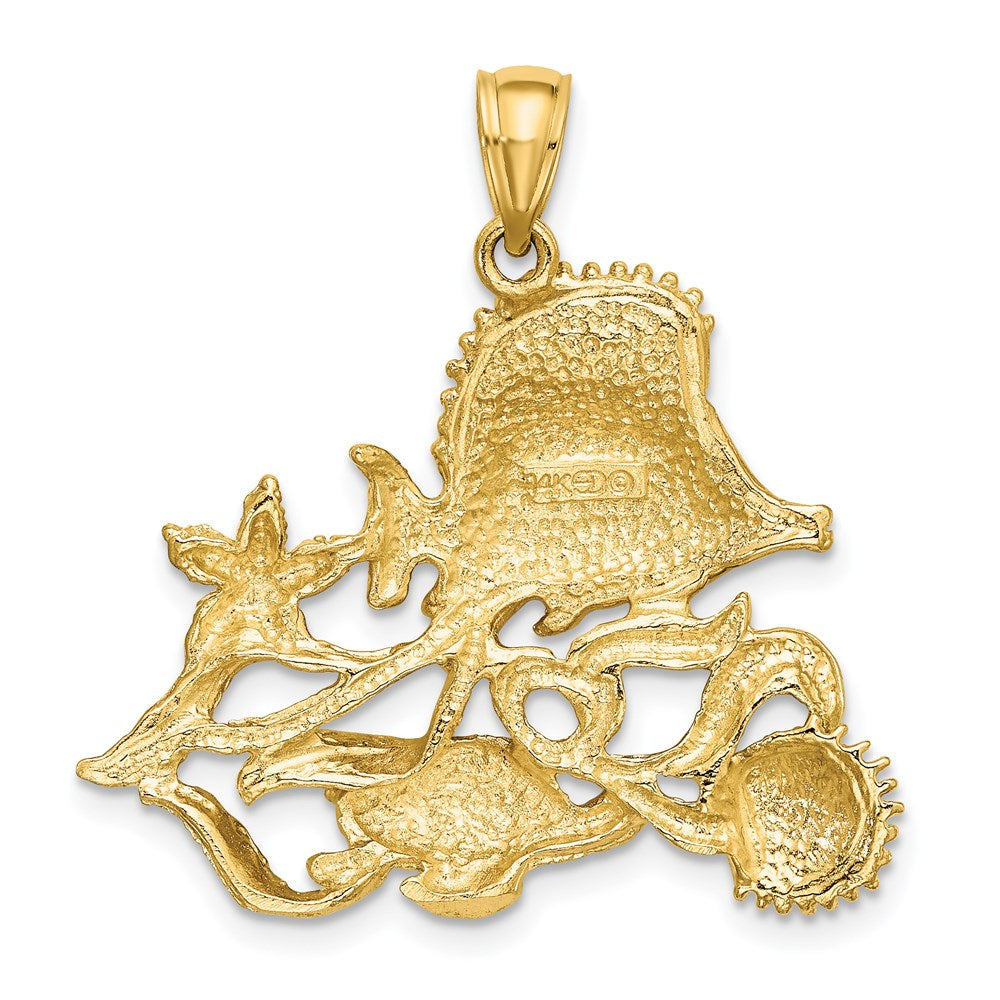 Million Charms 14K Yellow Gold Themed Polished & Textured Aquarium Story Charm