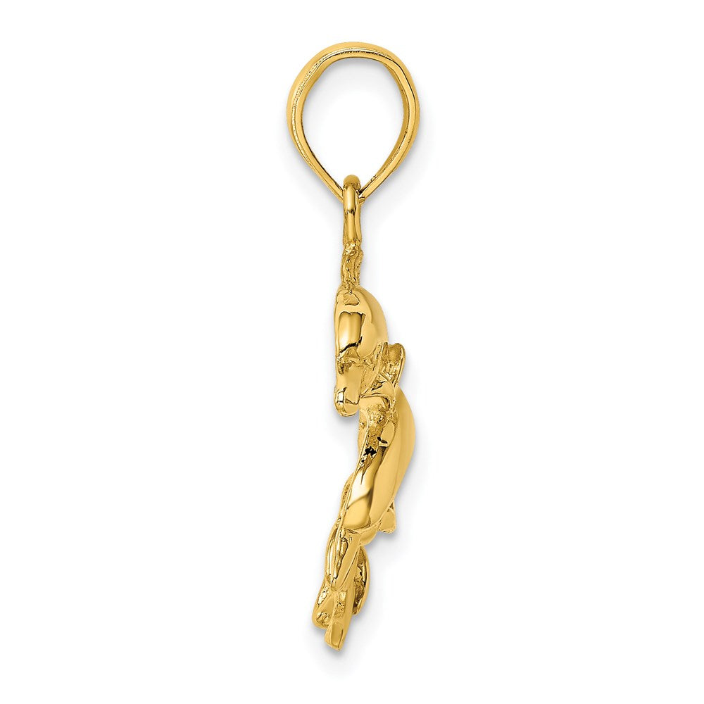 Dije de dos delfines Million Charms de oro amarillo de 14 K, con diseño bidimensional, pulido y grabado