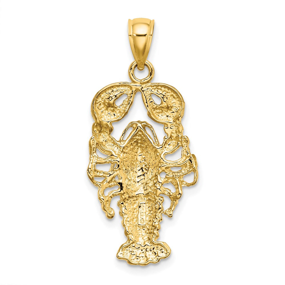 Million Charms 14K Yellow Gold Themed 2-D Textured Maine Lobster Charm