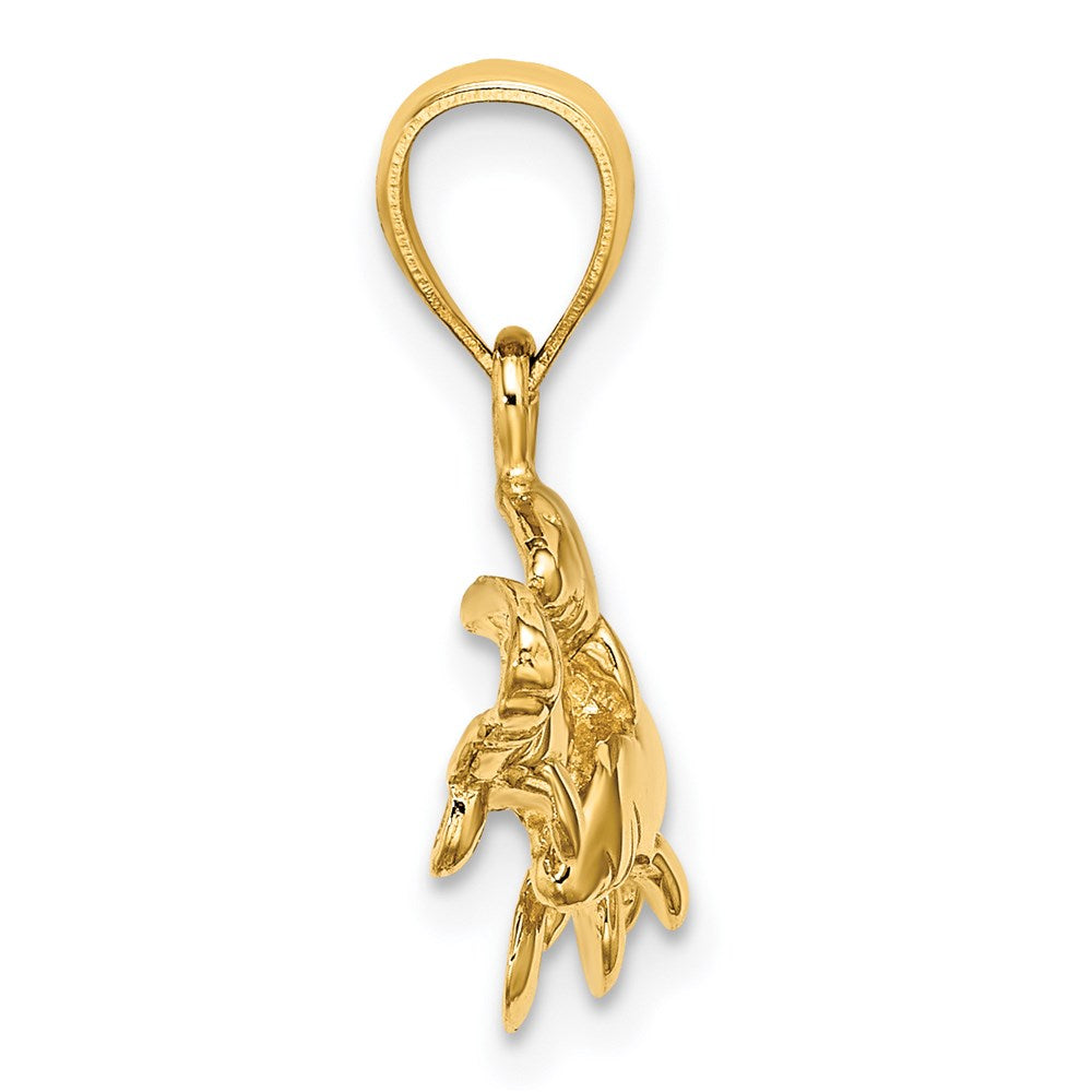 Dije de manatí triple pulido con temática de oro amarillo de 14 quilates de Million Charms