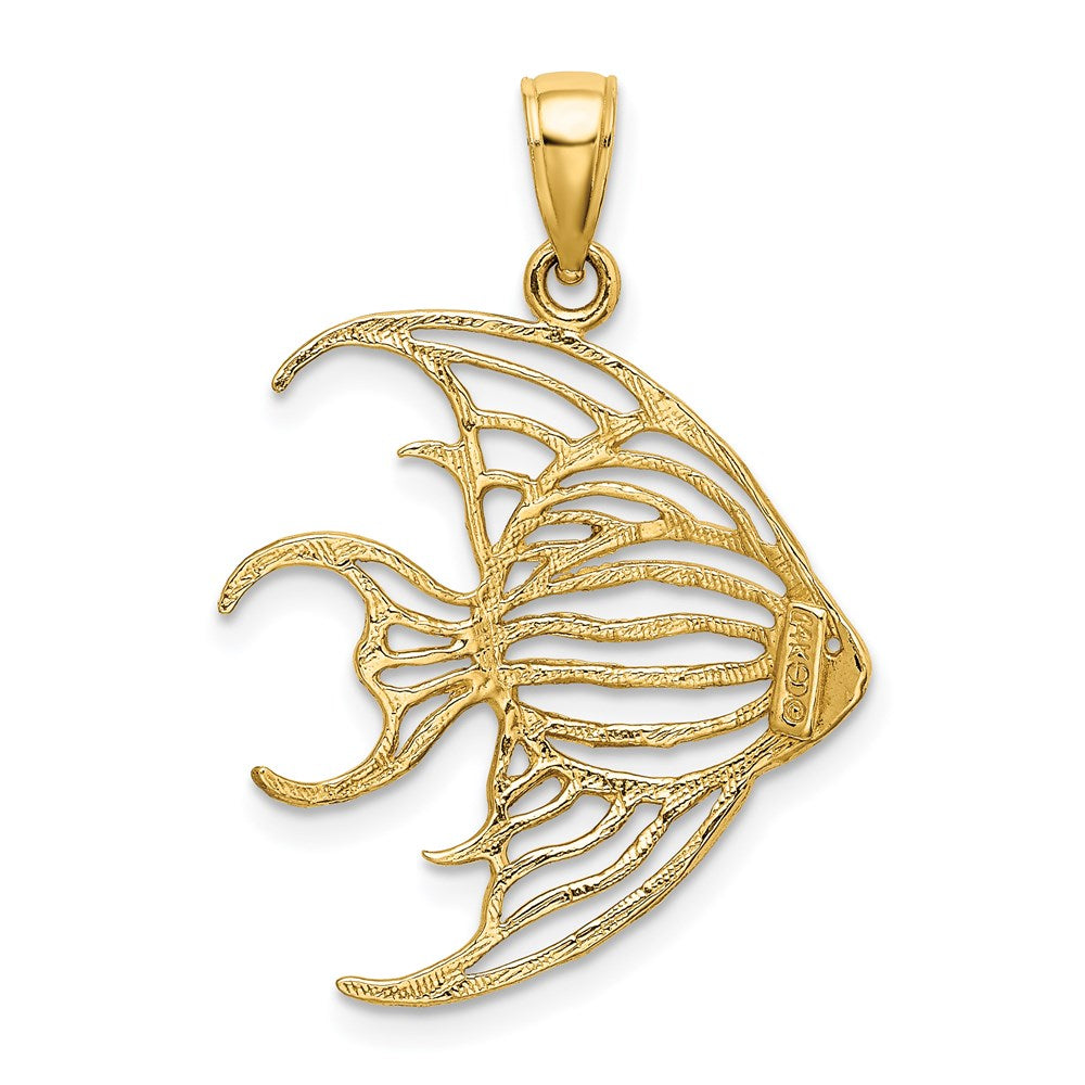 Million Charms 14K Yellow Gold Themed Cut-Out Angelfish Charm