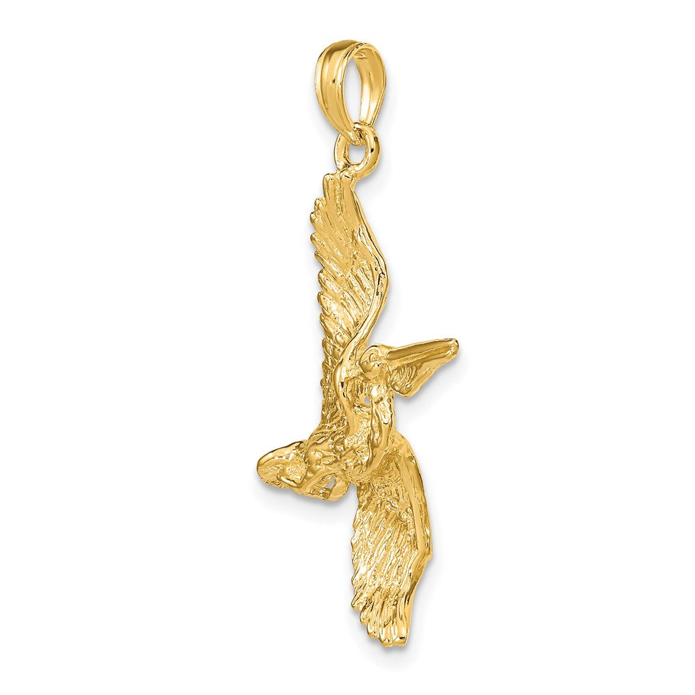 Million Charms 14K Yellow Gold Themed 3-D Pelican Flying Charm