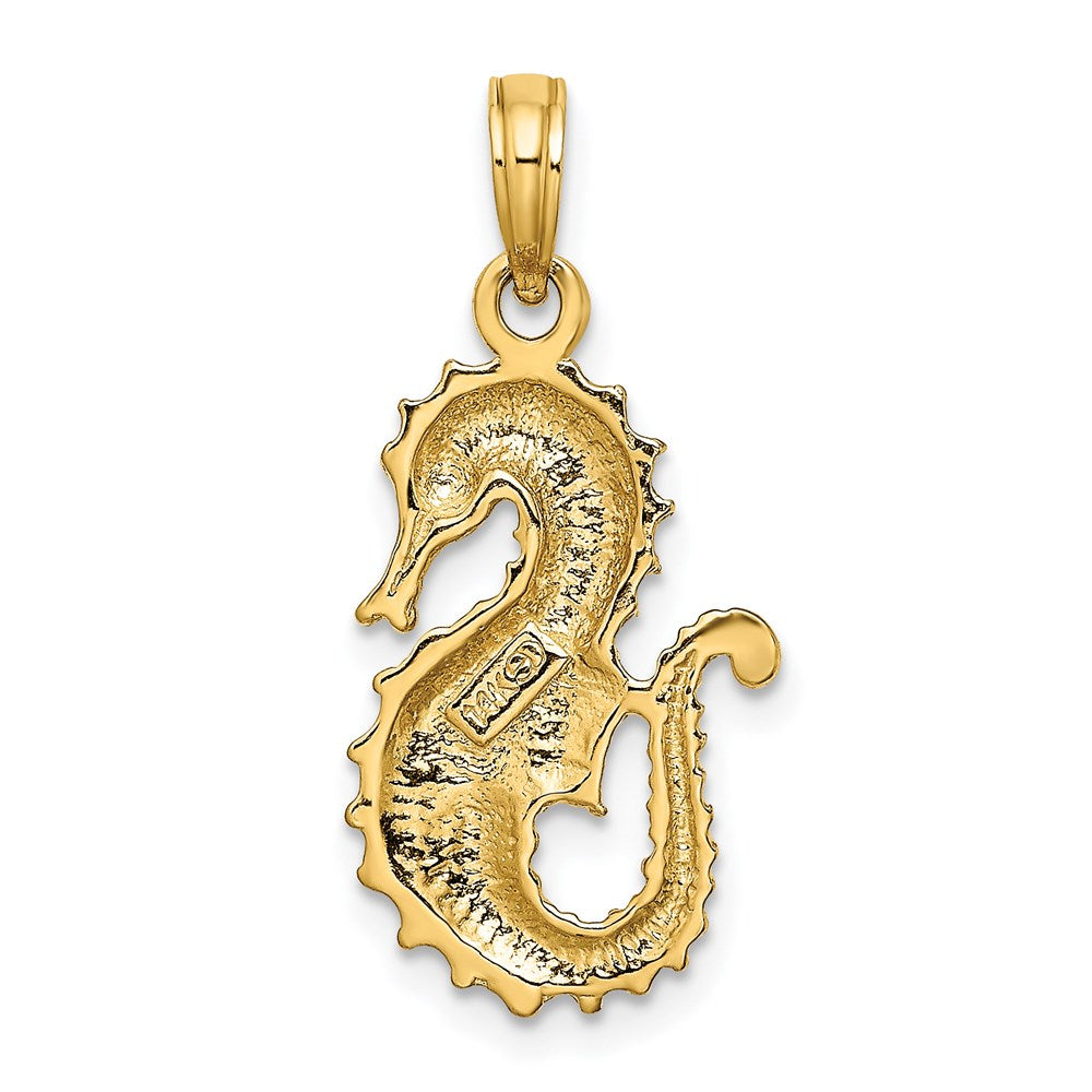 Million Charms 14K Yellow Gold Themed Textured 2-D Nautical Seahorse Charm