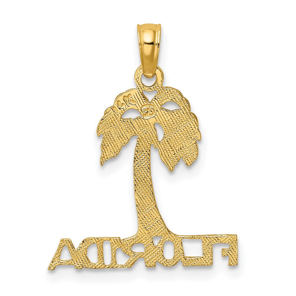 Million Charms 14K Yellow Gold Themed Flat Florida Under Palm Tree Charm