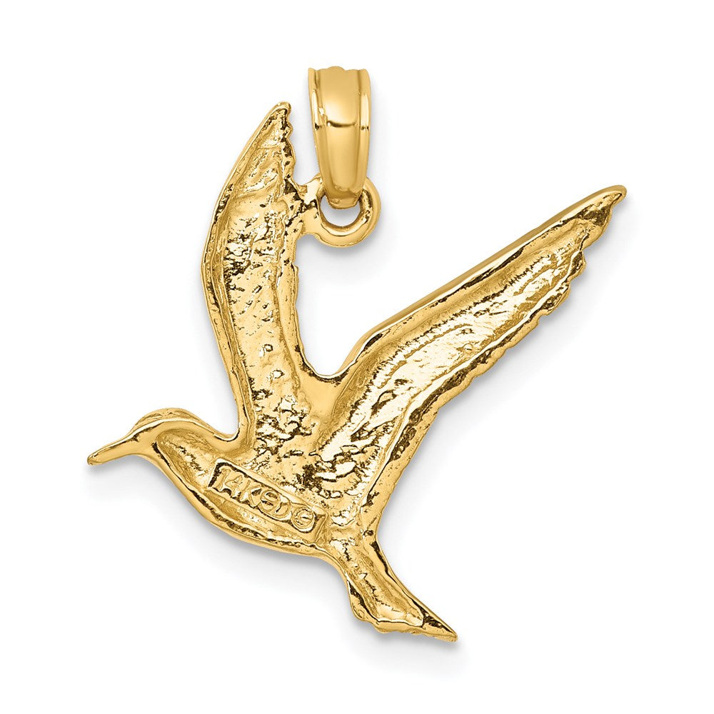 Million Charms 14K Yellow Gold Themed Polished & 2-D Seagull Flying Charm