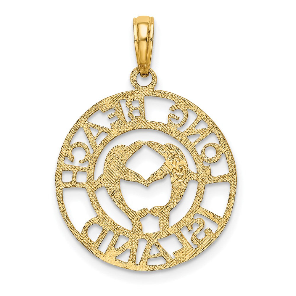 Million Charms 14K Yellow Gold Themed Long Beach Island With Dolphins Charm