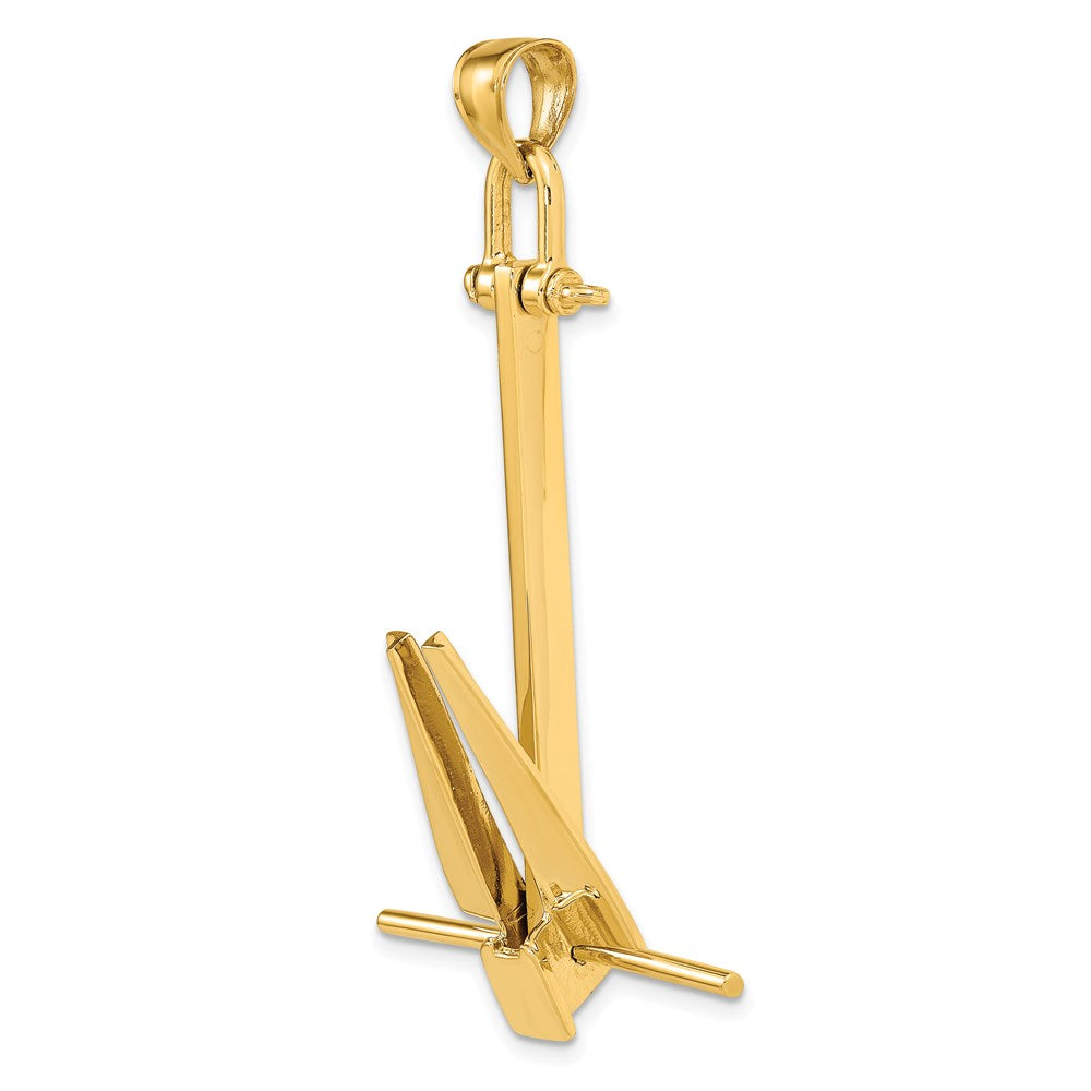 Million Charms 14K Yellow Gold Themed 3-D Moveable Danforth Nautical Anchor Charm