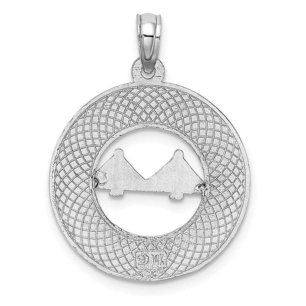 Million Charms 14K White Gold Themed Charleston Round Frame With Bridge Charm