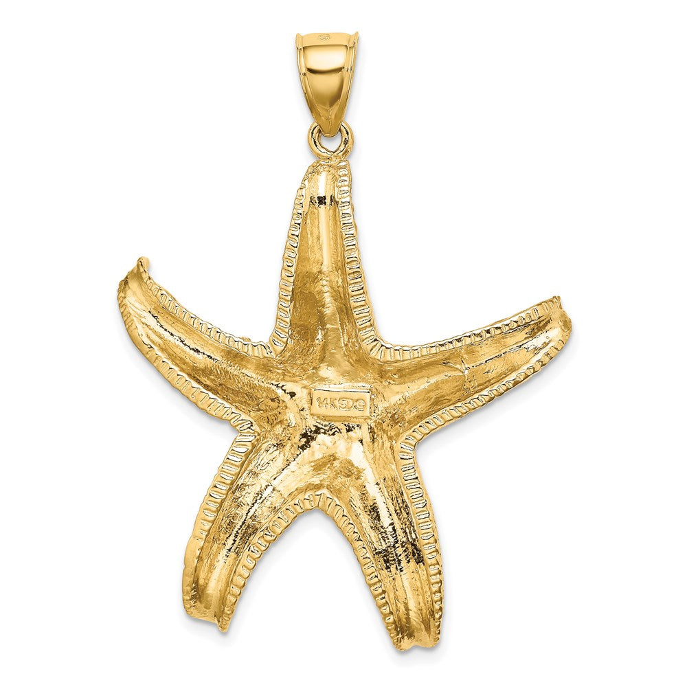 Million Charms 14K Yellow Gold Themed Textured Large Nautical Starfish Charm