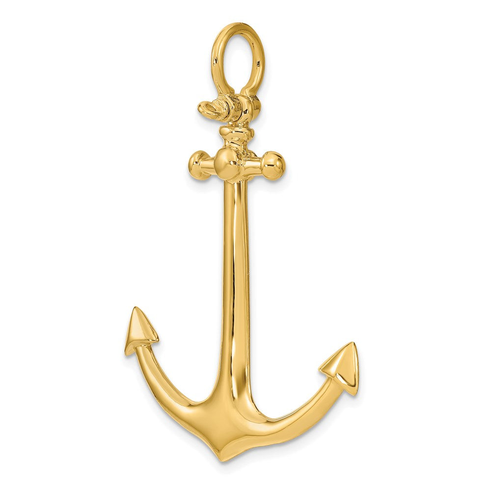 Million Charms 14K Yellow Gold Themed 3-D Large Nautical Anchor Charm