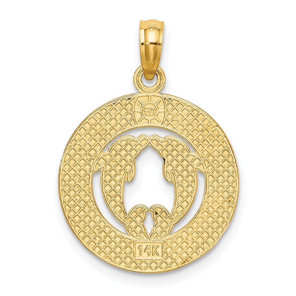 Million Charms 14K Yellow Gold Themed Virginia Beach Dolphins In Center Charm