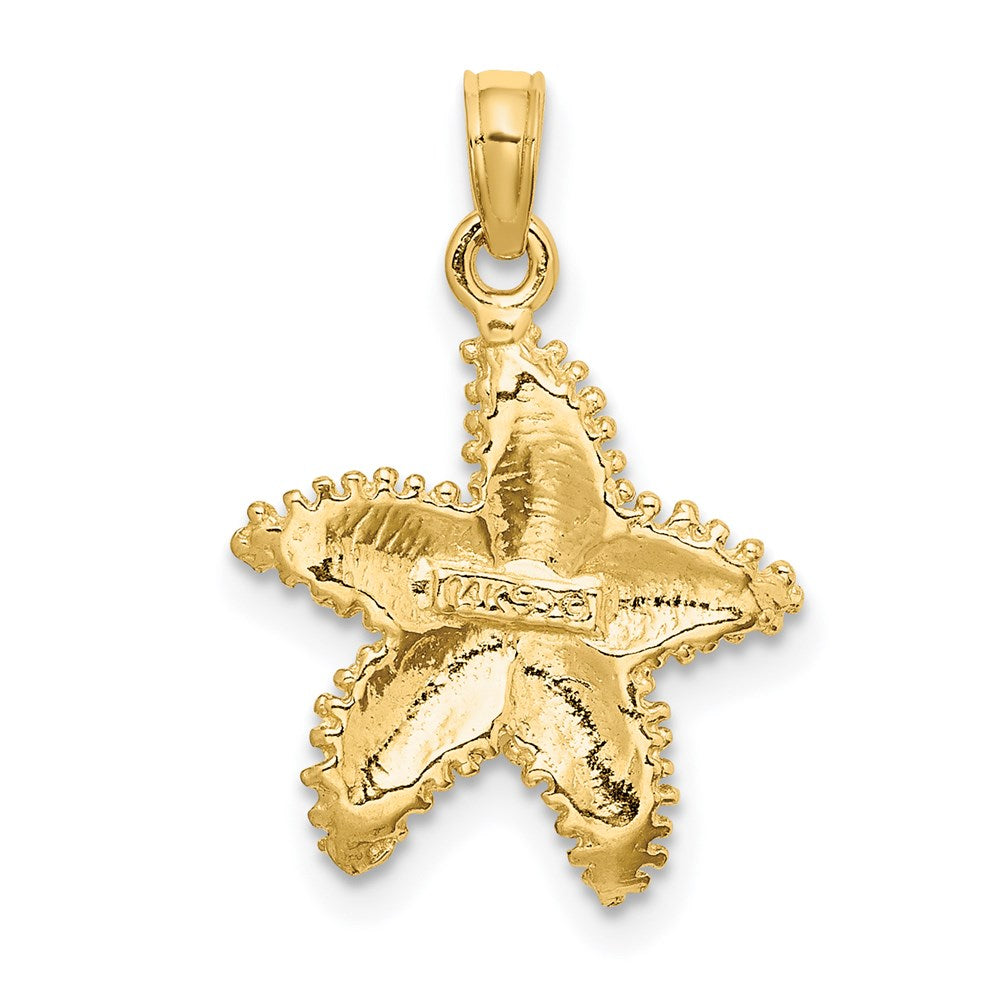 Million Charms 14K Yellow Gold Themed Nautical Starfish With Beaded Texture Charm