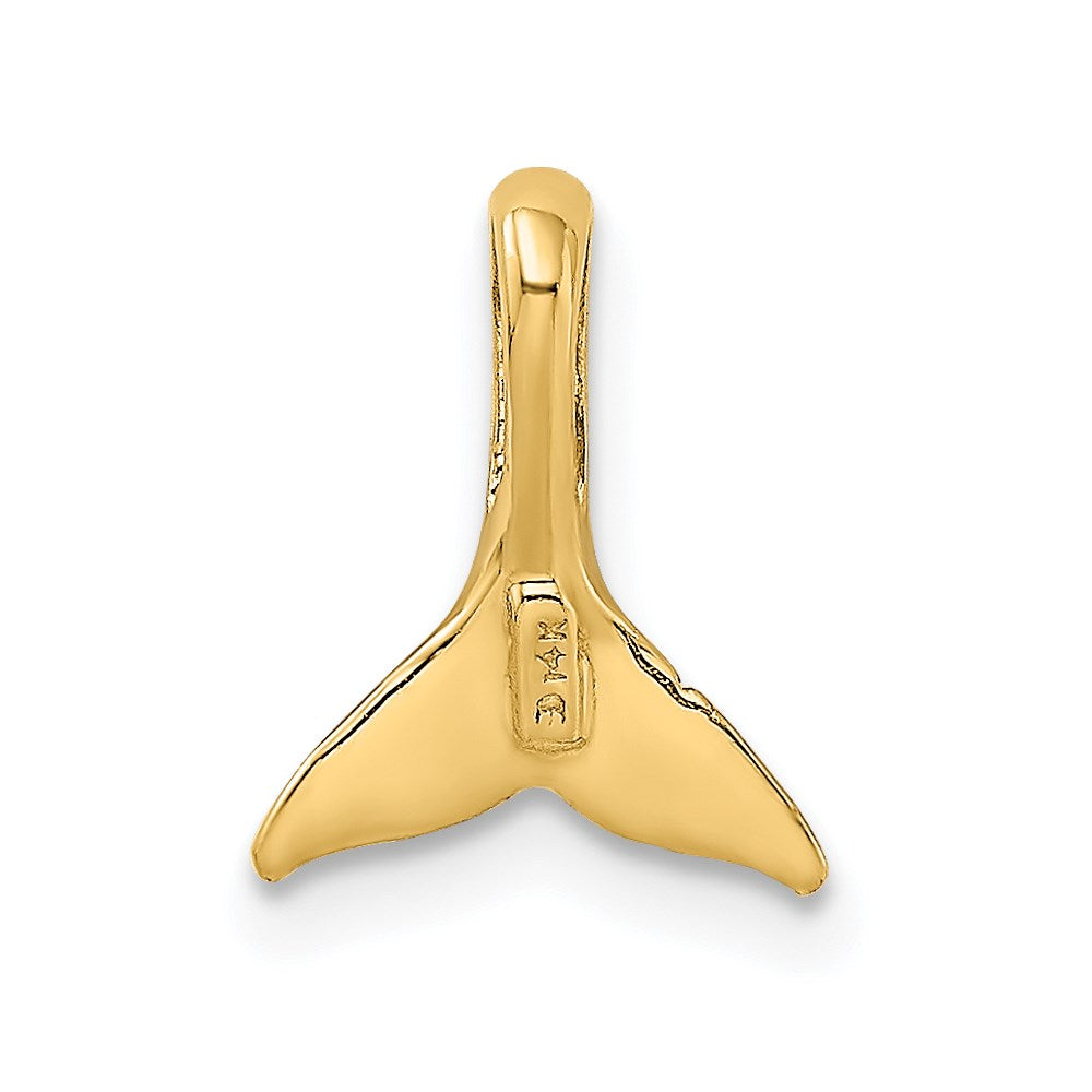 Million Charms 14K Yellow Gold Themed Mini Whale Tail Charm With Hidden Bail Charm