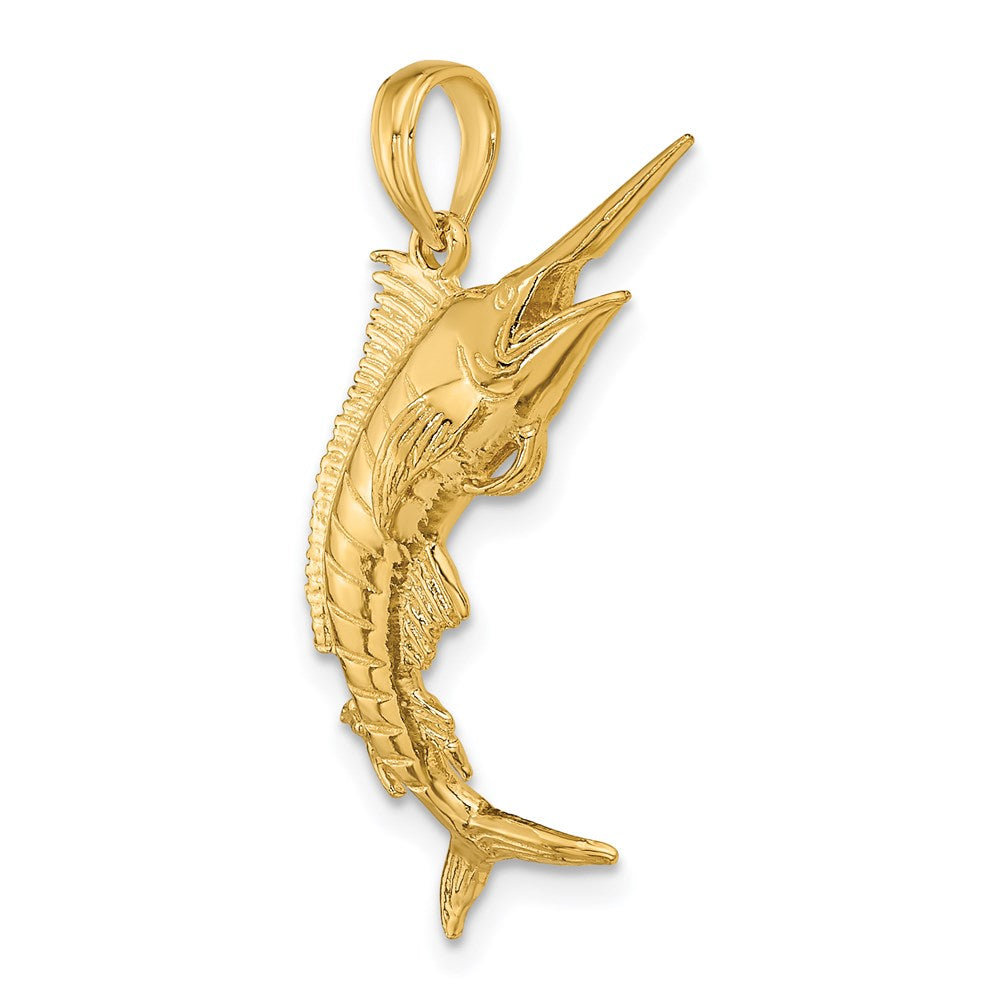 Million Charms 14K Yellow Gold Themed 3-D Polished Blue Marlin Charm