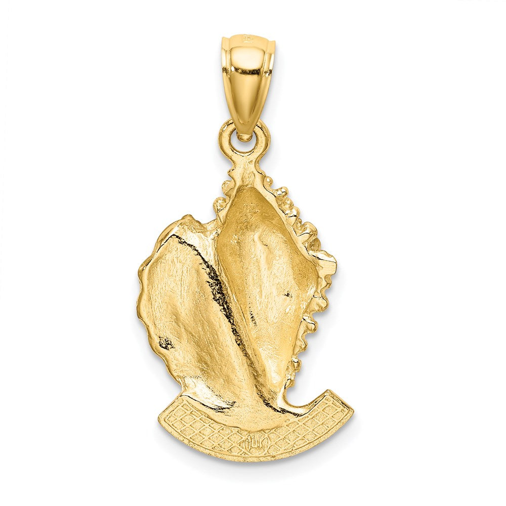 Million Charms 14K Yellow Gold Themed 2-D Turks & Caicos Under Conch Shell Charm