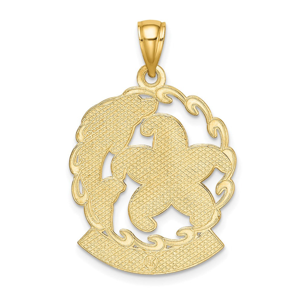 Million Charms 14K Yellow Gold Themed Religious Saint Thomas Under Nautical Starfish & Dolphin In Wave Charm