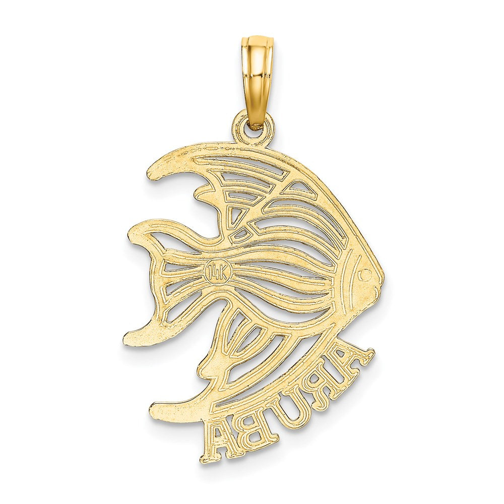 Million Charms 14K Yellow Gold Themed Polished & Cut-Out Aruba Under Angelfish Charm